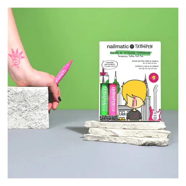 Nailmatic Kids Coffret duo Tattoopen & Pochoir Réutilisable New York x JO LITTLE