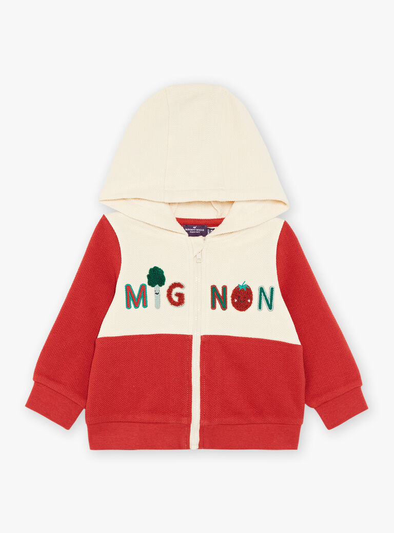 Haut de jogging rouge et vanille à capuche Mignon
