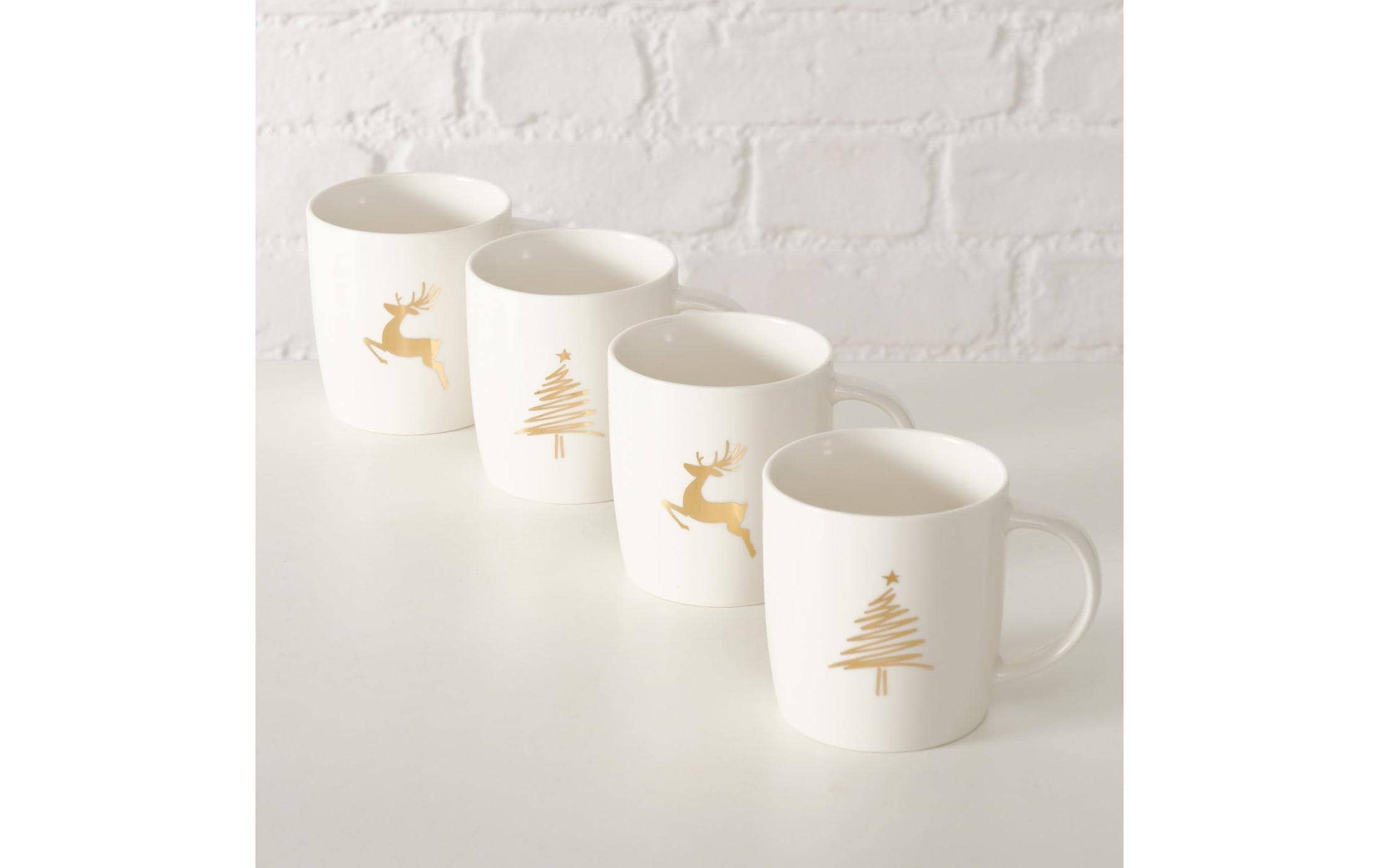 BOLTZE Weihnachtsfigur »Tasse Brilly 4er Set, Keramik, 320 ml«