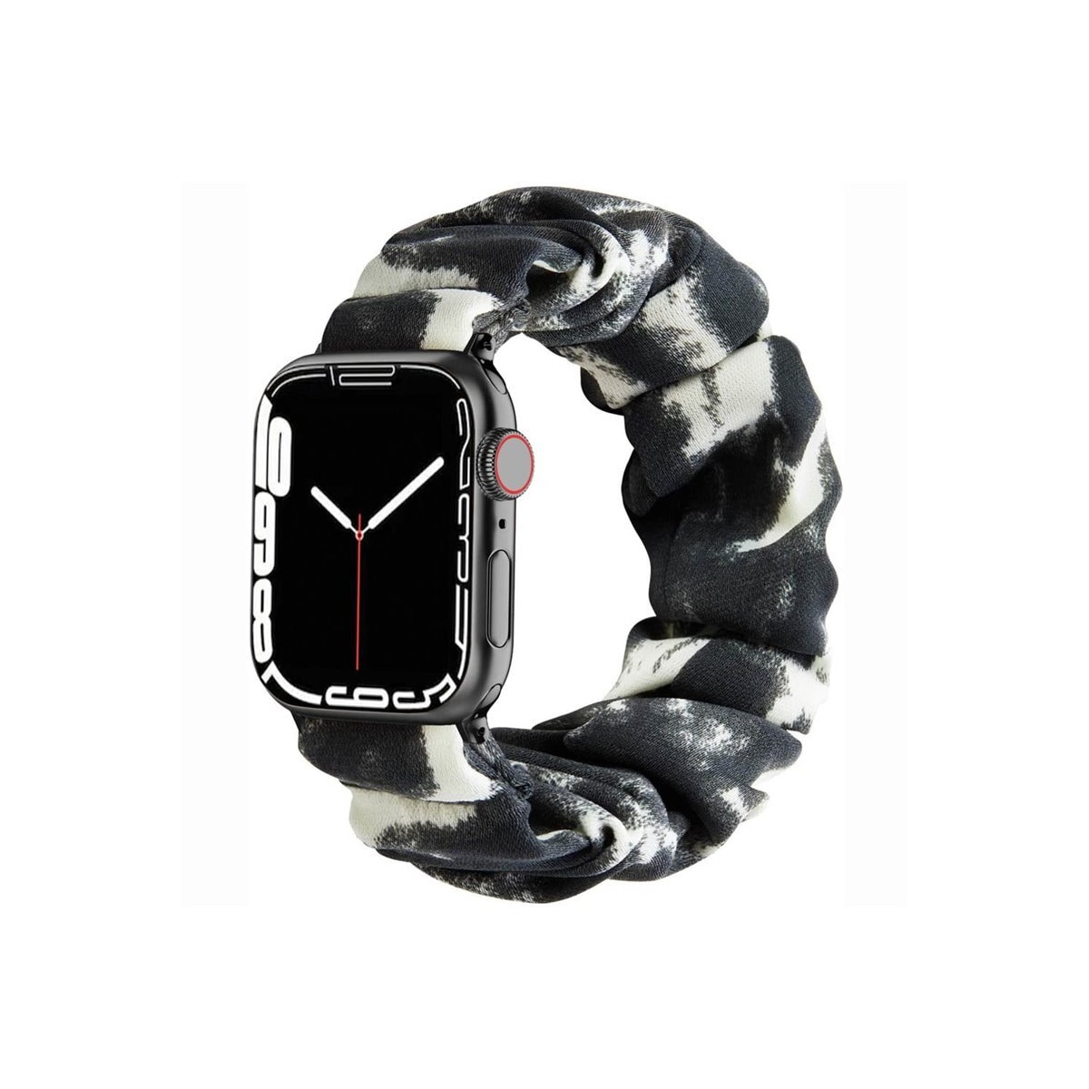 Scrunchie Elastisk armbånd Apple Watch 7 (41mm) - Mørk grå/hvit