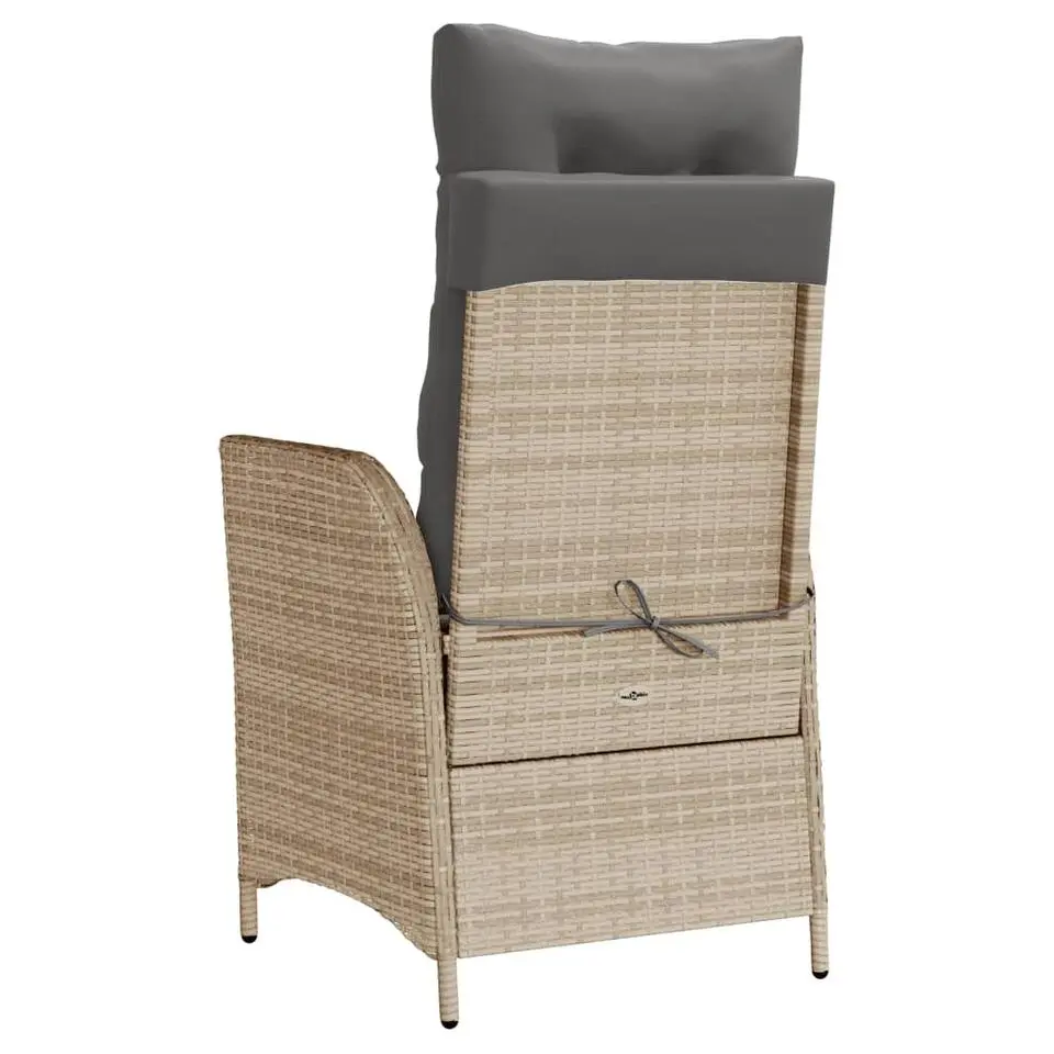 vidaXL - Verstelbare tuinstoelen en voetensteun - Beige - Poly rattan - 2 stuks