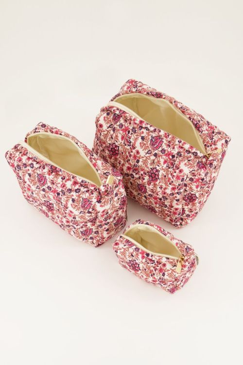 Multikleur bloemenprint toilettas set