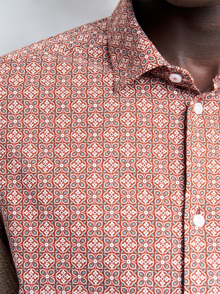 Chemise slim en twill géométrique