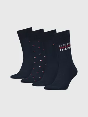 Caixa de presente com 4 pares de meias clássicas com estampa de bandeira.