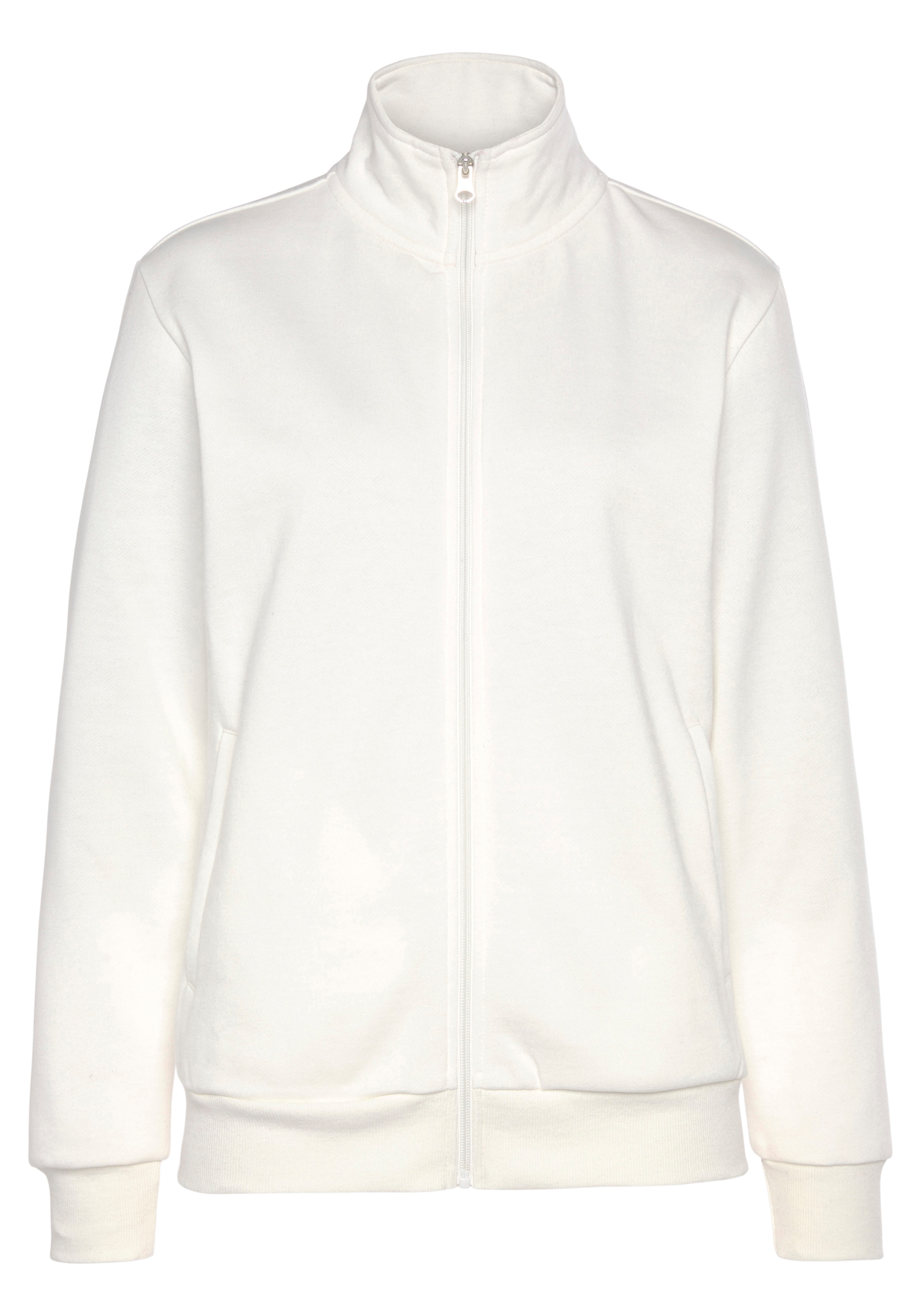 Bench. Loungewear Sweatjacke , Loungejacke mit Stehkragen und glänzendem Logodruck, Loungewear