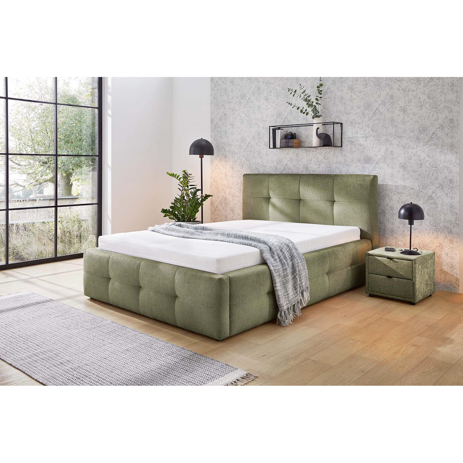 Polsterbett Tivoli Stoff Chenille, ohne Lattenroste