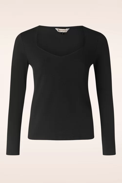 Banned Retro San sweetheart top in zwart