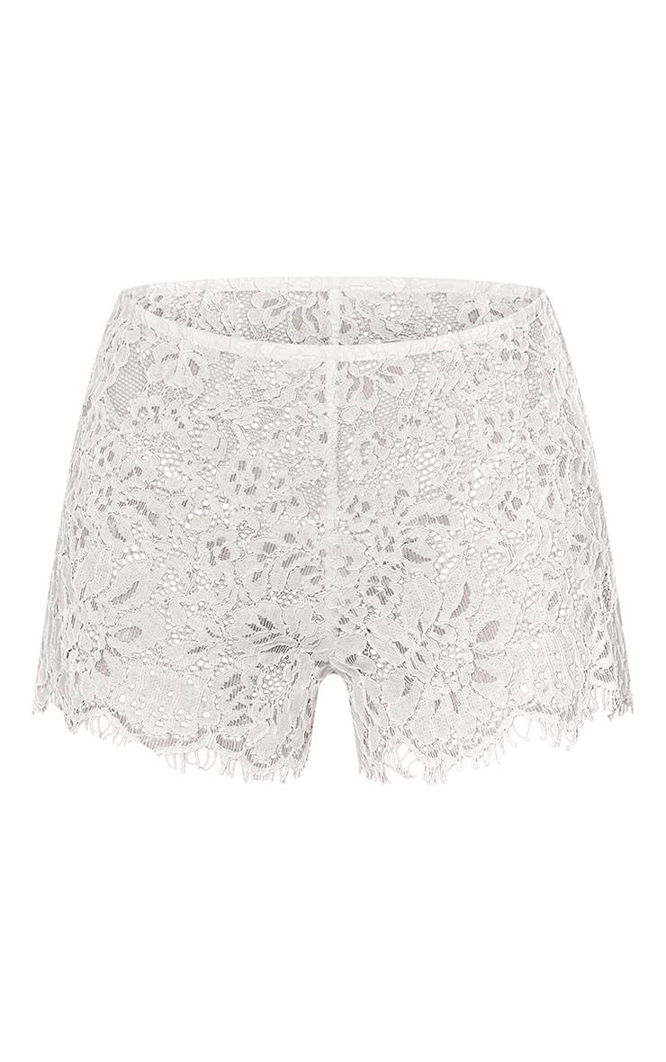 Blanc Short En Dentelle Transparente
