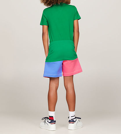Tommy Hilfiger Sweatshorts - U Colorblock Monogram - Grün/Gelb/P