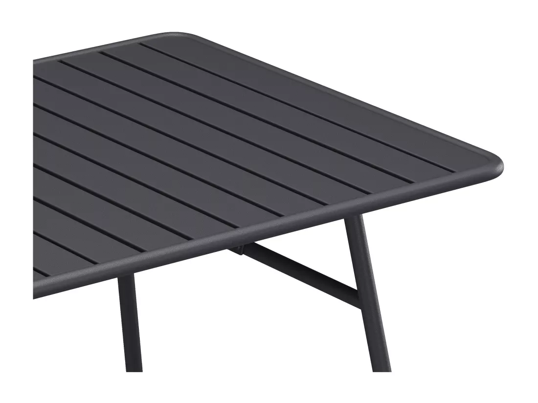Salle à manger de jardin en métal - une table L.200 cm et 8 fauteuils empilables - Gris anthracite - MIRMANDE de MYLIA