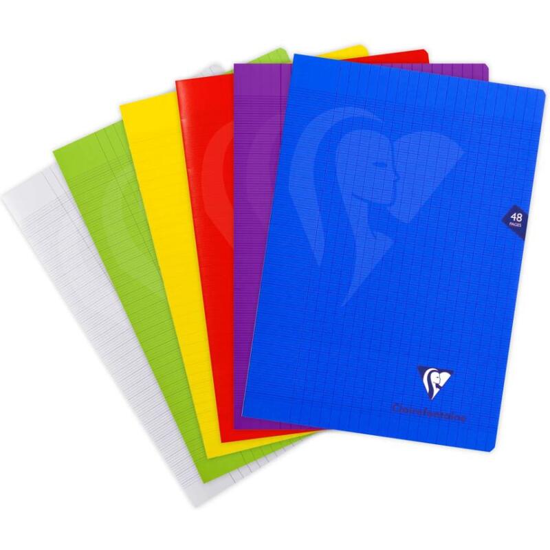 Cahier piqué Mimesys A4 48 pages grands carreaux couverture polypropylène Couleur aléatoire - Assortis