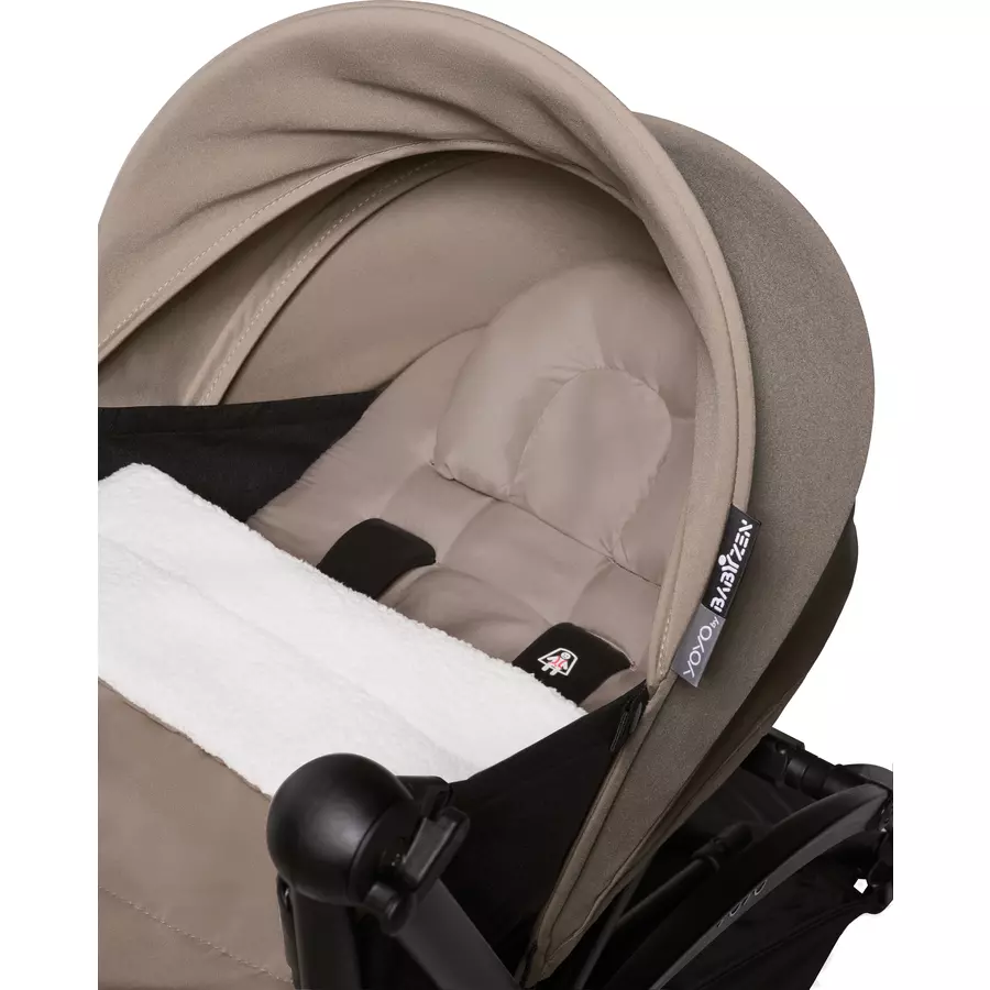 BABYZEN Kinderwagen YOYO2 0+ Black mit Neugeborenenaufsatz und Textilset Taupe