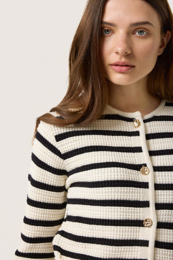 Soaked in Luxury SLMusling Jacket Black and white stripe