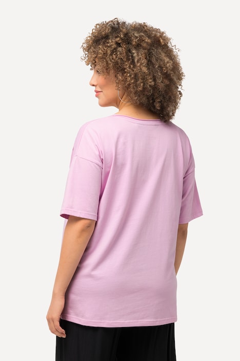T-Shirt, Frottee-Schriftzug, Oversized, Rundhals, Halbarm
