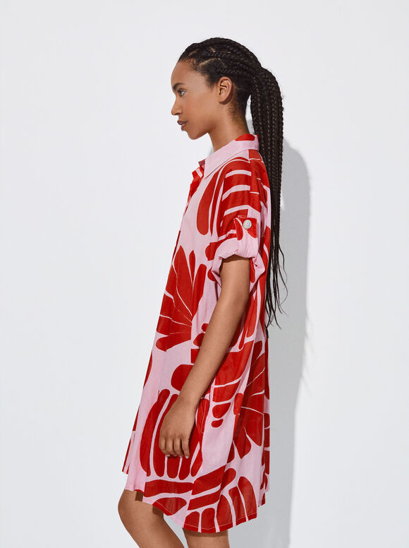 Vestido camisa estampado - Multicolorido
