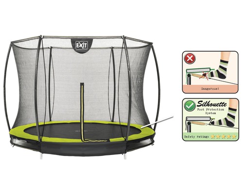 EXIT Silhouette Ground trampoline met veiligheidsnet Ø 244 cm lime