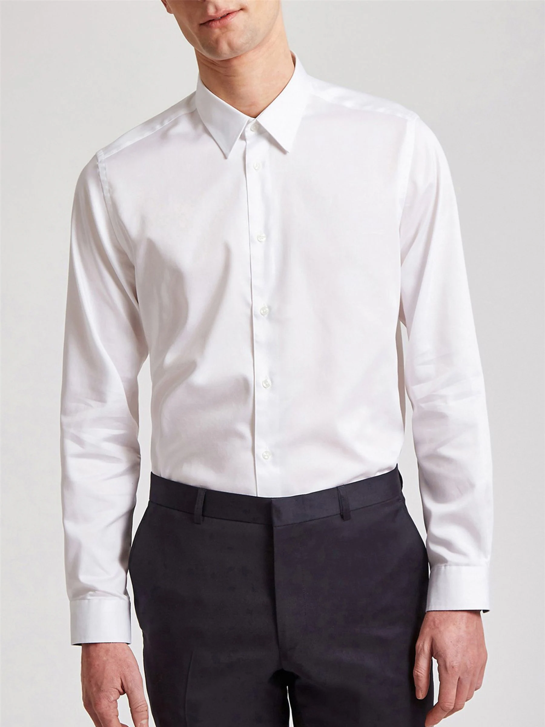 Ted Baker Tailoring 100% katoenen Regular Holme Stretch wit overhemd
