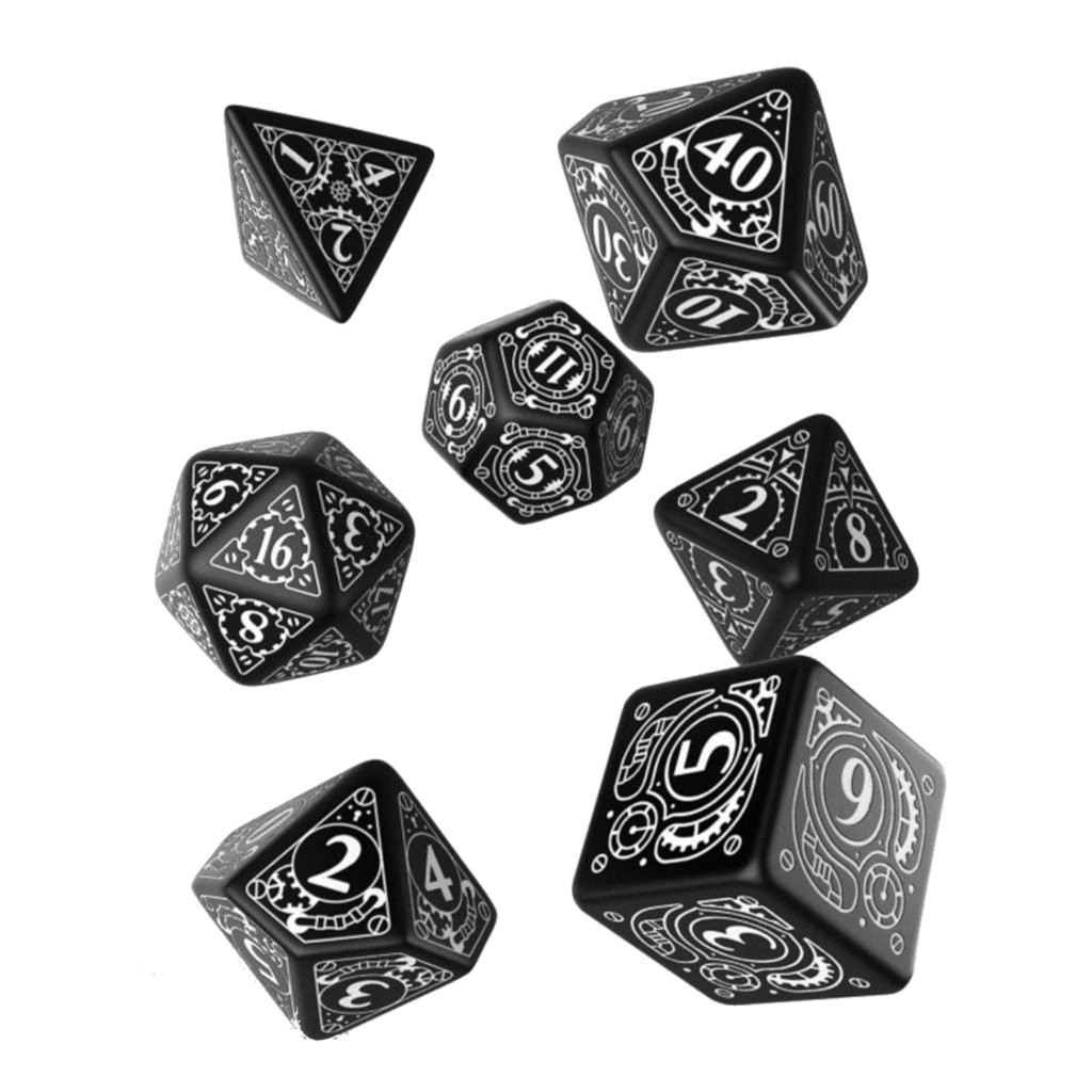 Set de 7 Dés - Steampunk - Noir / Blanc