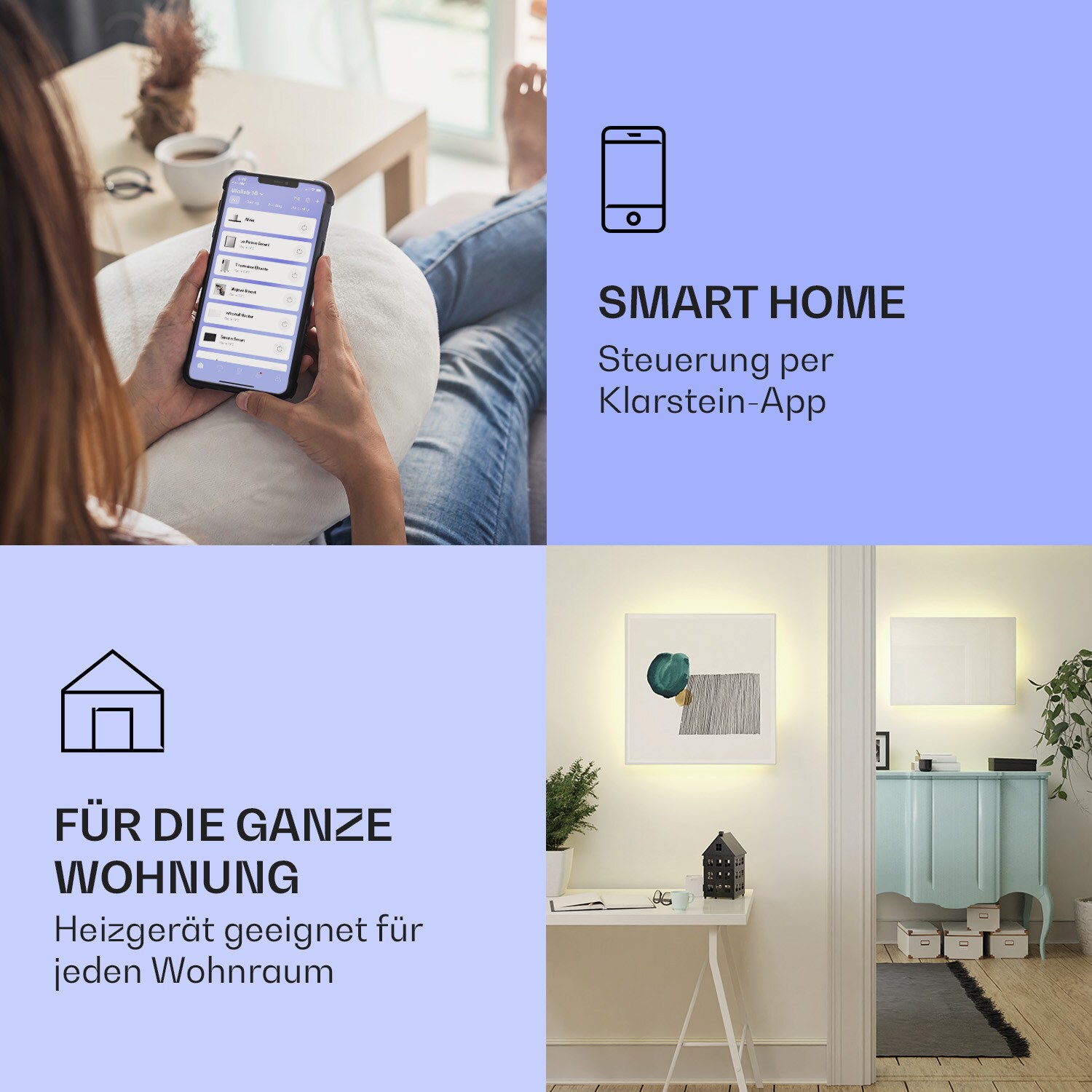 Mojave 750 smart 2-in-1 Heizgerät Infrarot Konvektor 85x60cm 750W RGB-Licht