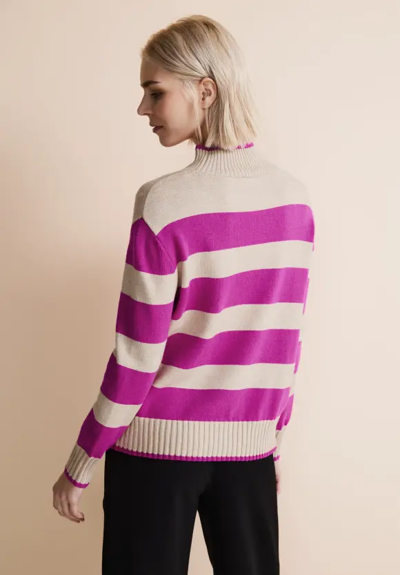 Streifen Strickpullover - purple cozy pink