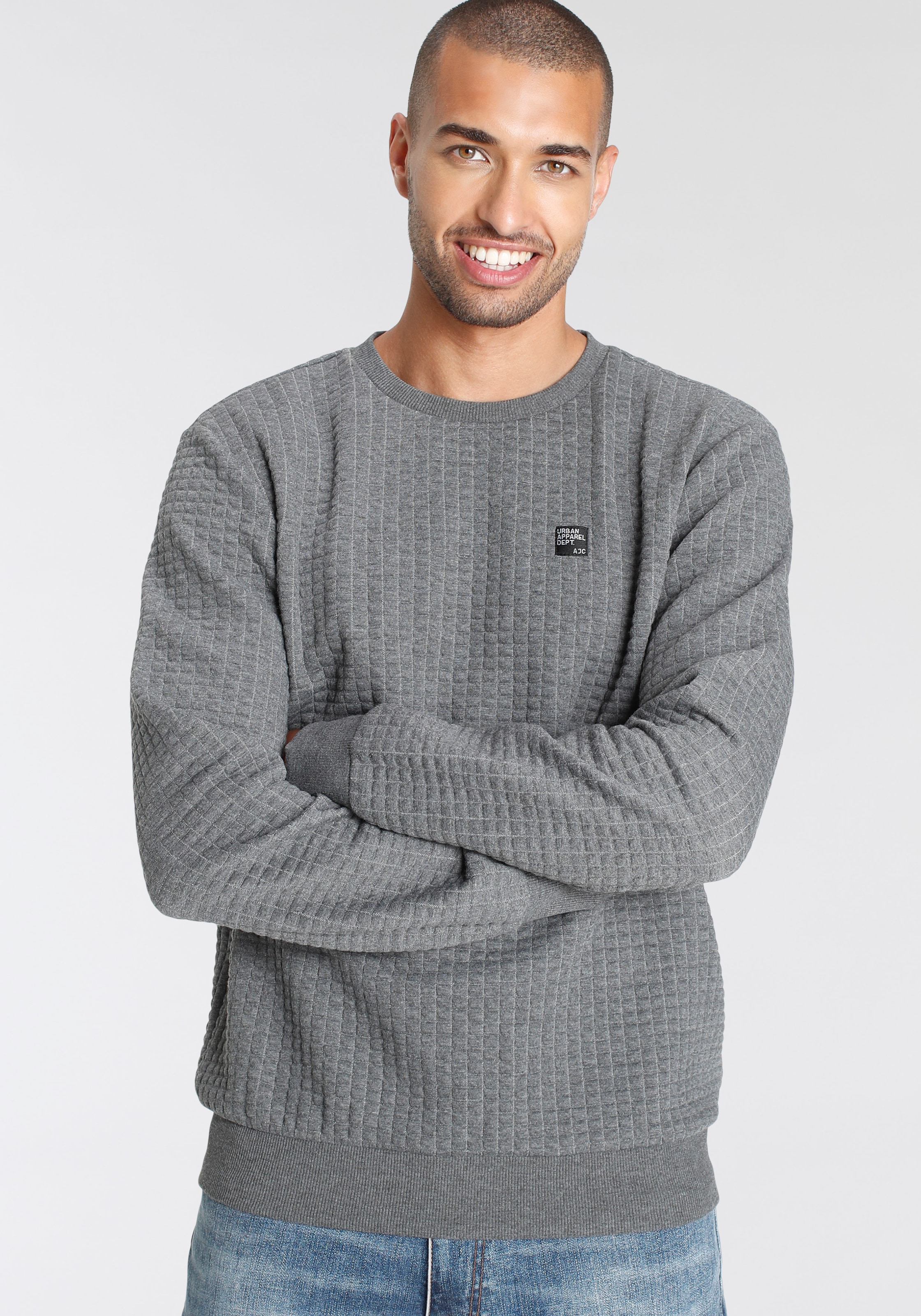 AJC Sweatshirt , schmal geschnitten,  unifarben,  Rundhalsausschnitt