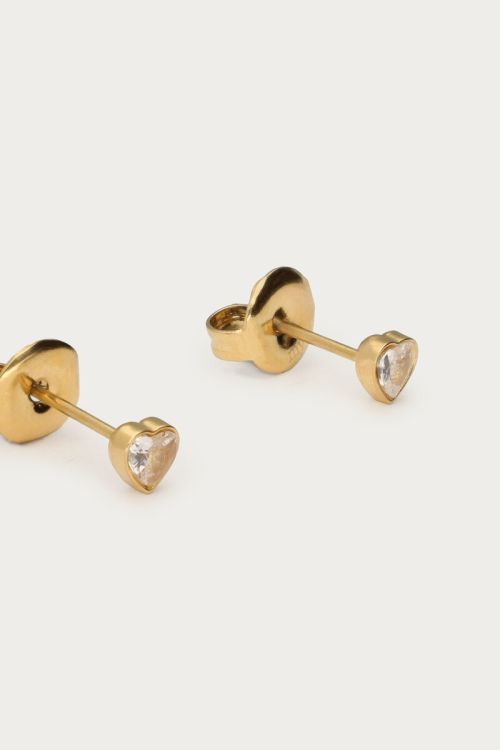 Studs met transparant strass hartje