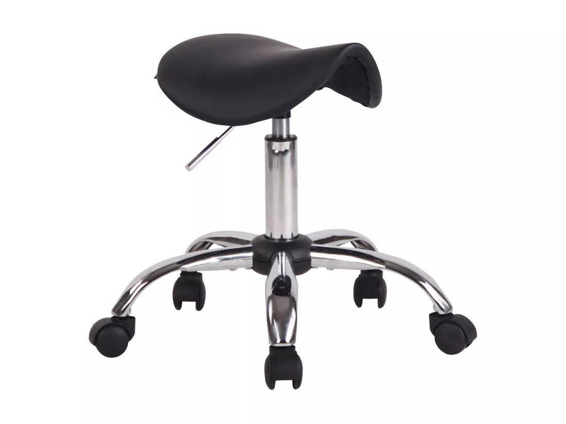 Tabouret - Similicuir & Métal chromé - Noir - Augsburg