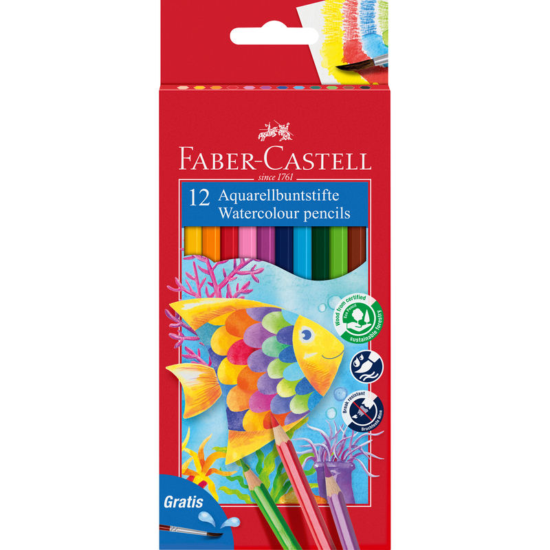 Faber-Castell Farbstifte Kinder, Aquarell, 12 Stück, assortiert