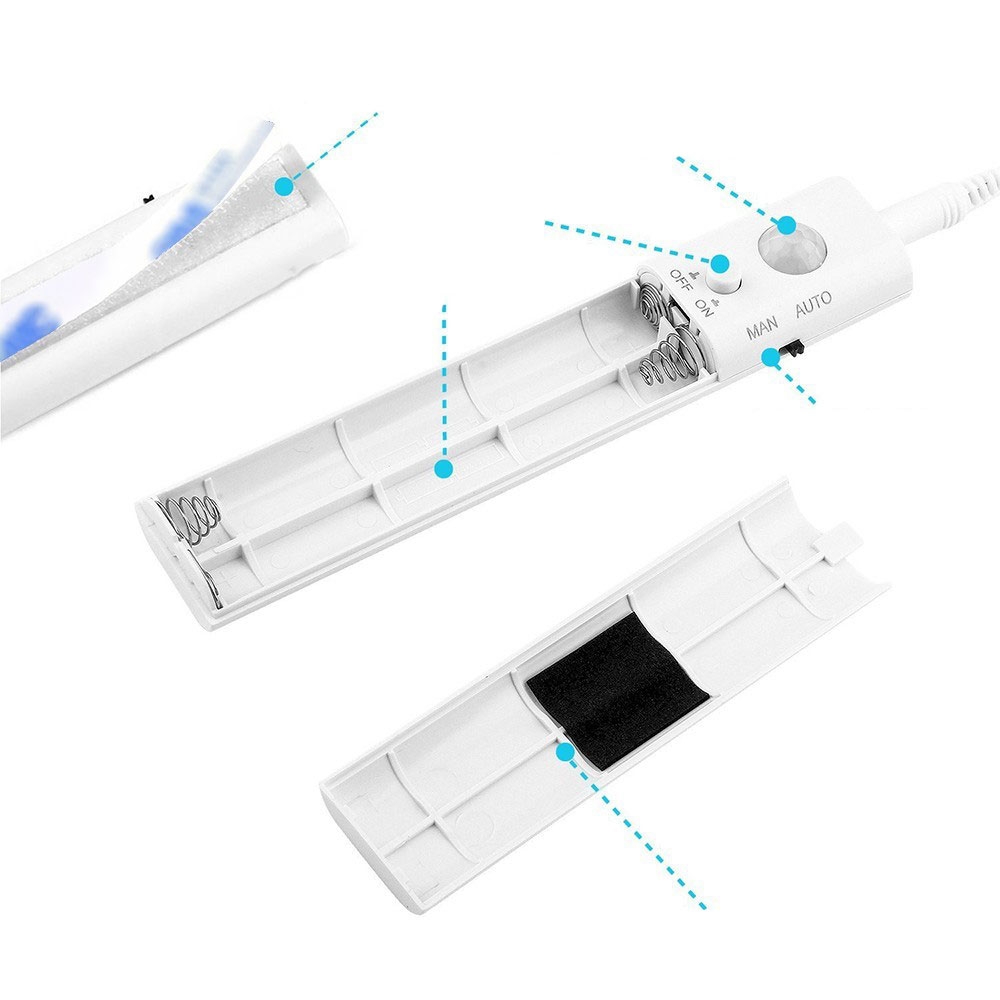 (1m) 30 LED's Licht Streifen Leiste Schrank Beleuchtung Kleiderschrank Leuchtsensor mit Bewegungssensor (IP65) - Warmweiss