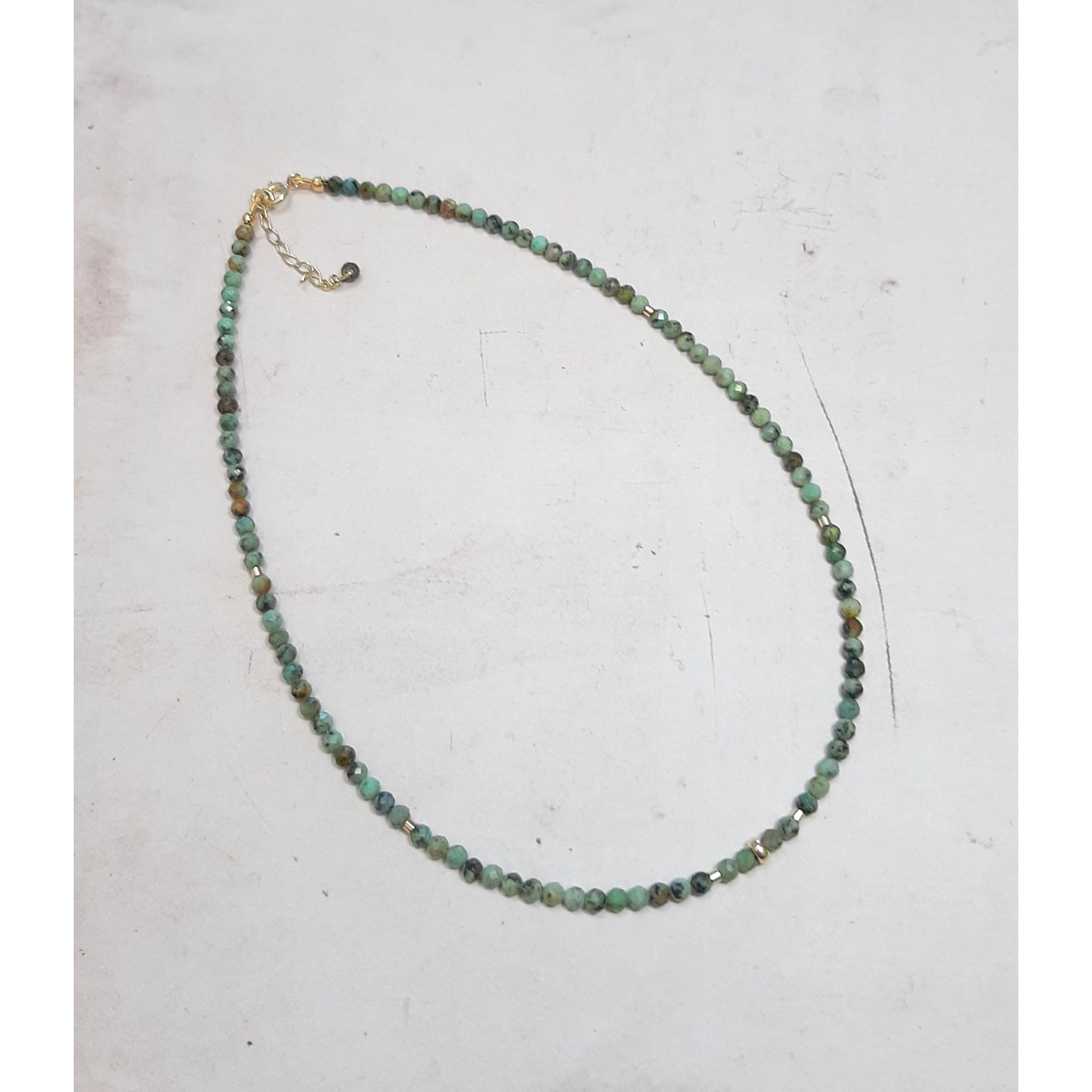 Collier Turquoise Verte et Argent 925 Doré