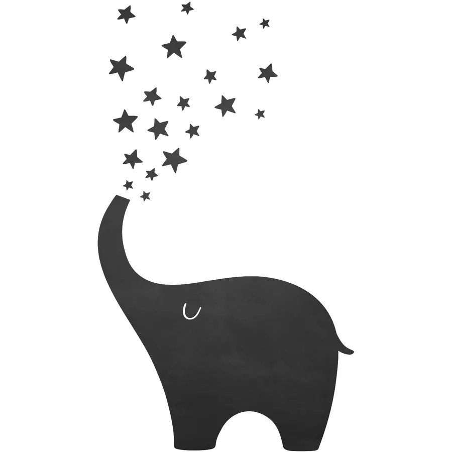 Nikima Wandtattoo 010 Elefant - selbstklebende Tafelfolie Kreidefolie inkl. 3 Stück Kreide schwarz