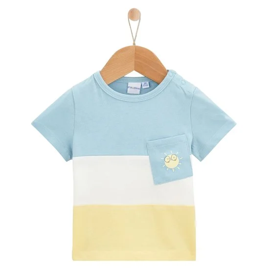 Sweet Summer T-shirt manches courtes à rayures   jaune et bleu        de               P'tit bisou
