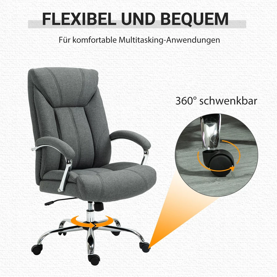 Vinsetto Bürostuhl Ergonomisches Design, Atmungsaktiver Polyester-Bezug Grau