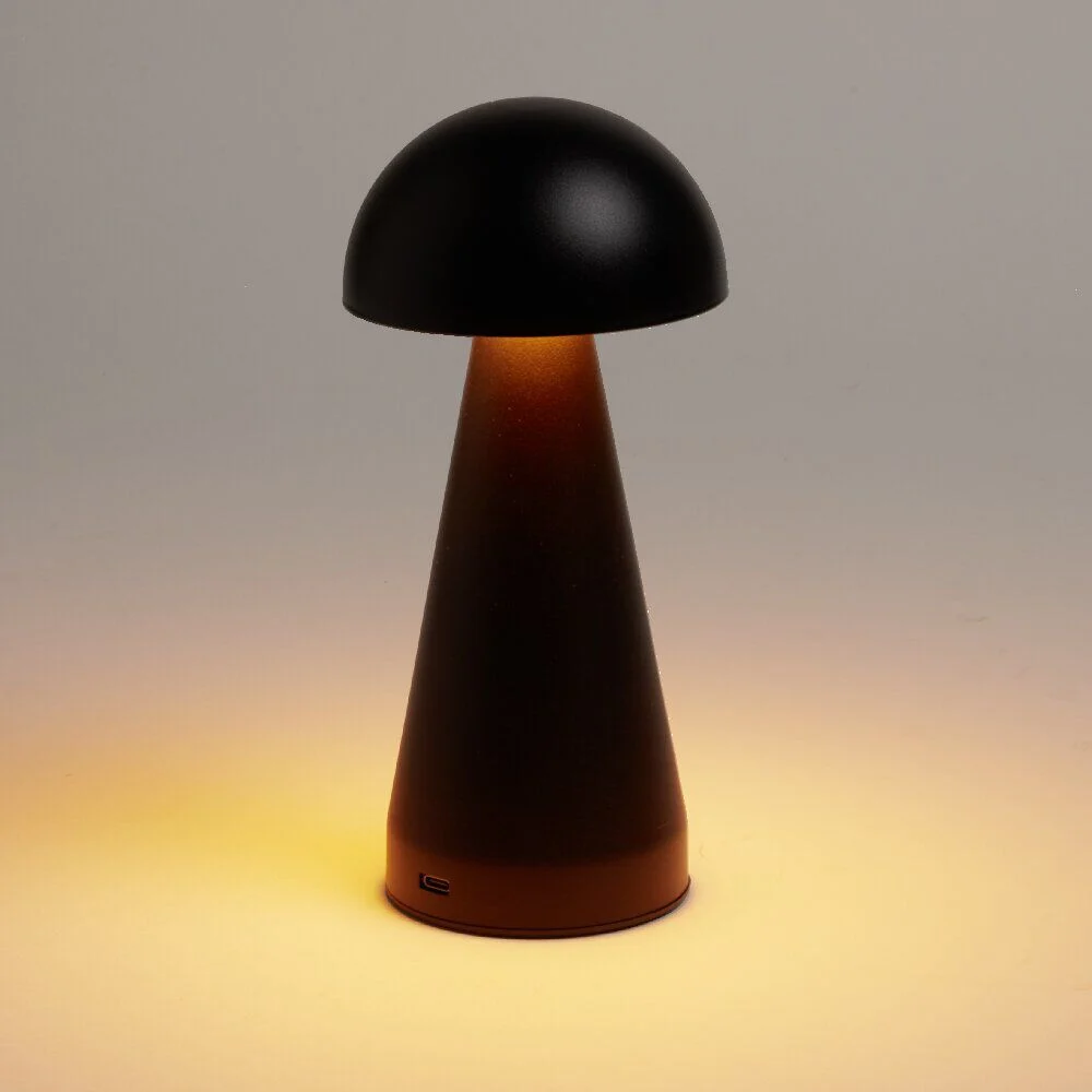 Lampe de table Roundi USB tactile noire Ø9,5xH22,5cm