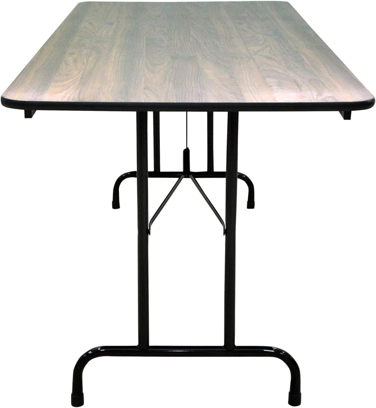METRO Professional Banketttisch, Stahl/Eichenholz, 184 x 76 x 74 cm, rechteckig, klappbar, schwarz/braun