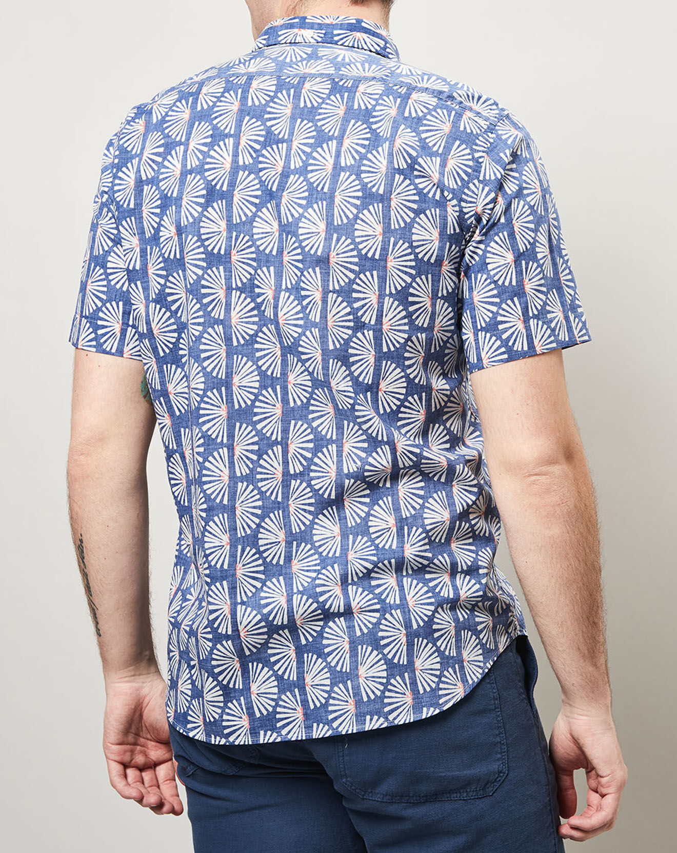 Hartford Chemise slim imprimée Sander bleue