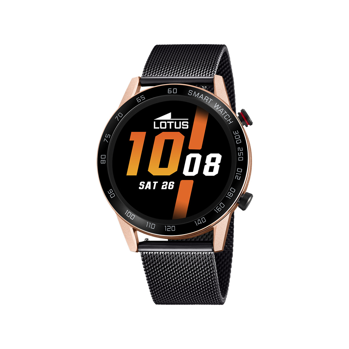 Montre Lotus homme connectée bracelet acier noir maille milanaise