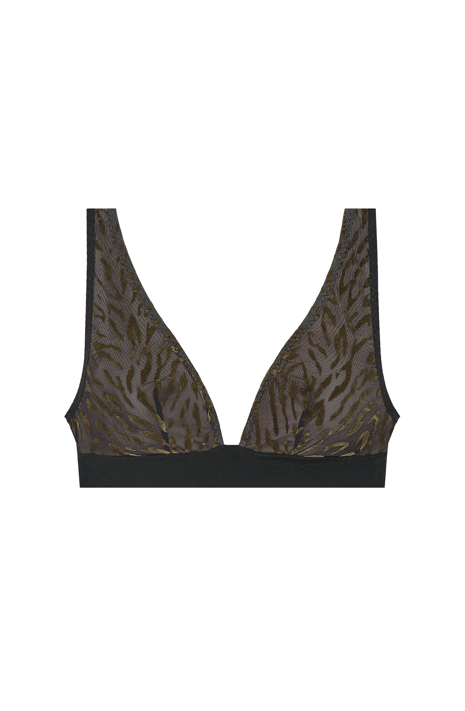 sacia Soutien-gorge brassière en résille tigre kaki Noir/kaki