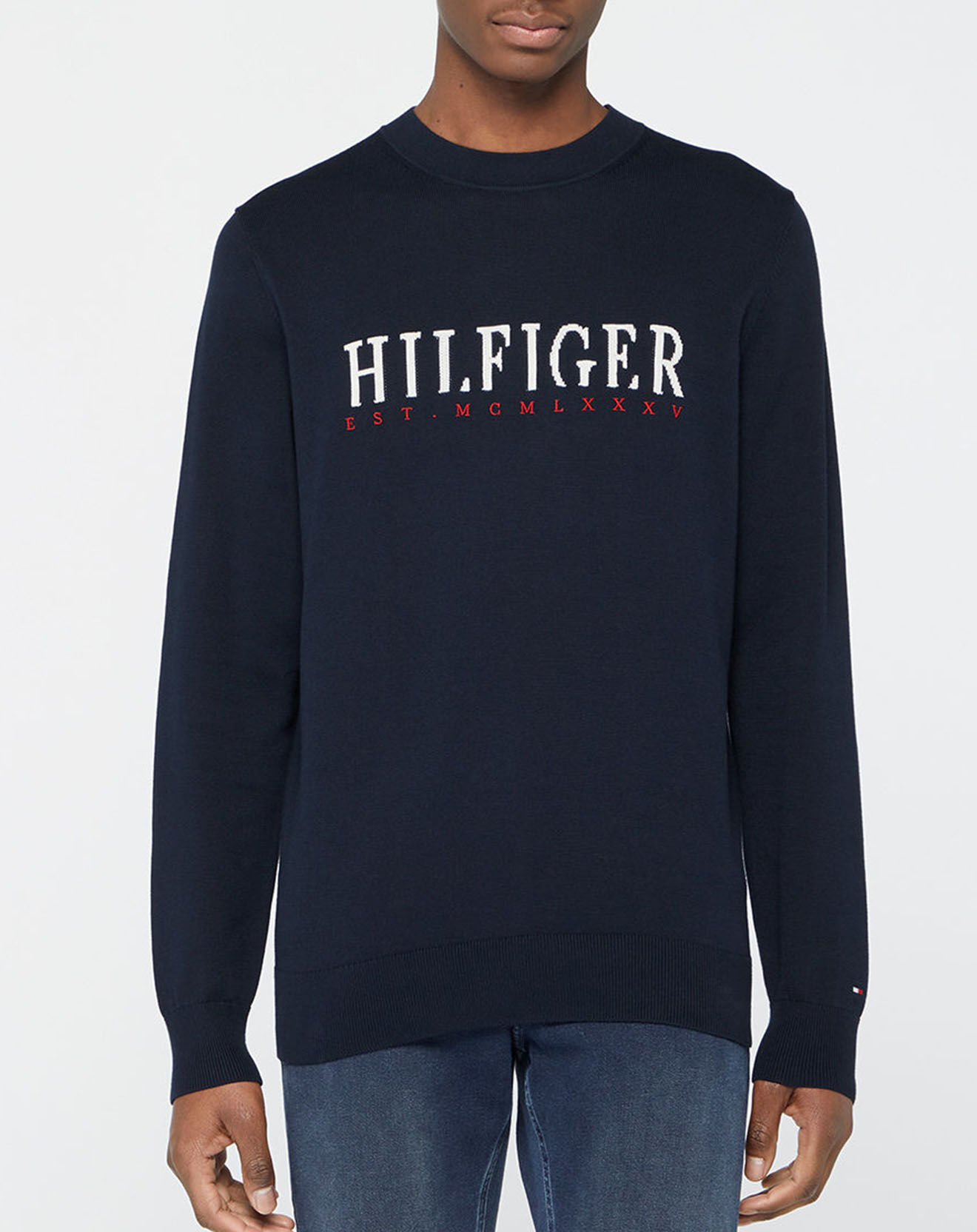 Tommy Hilfiger Pull  Hilfiger Graphic col rond bleu marine