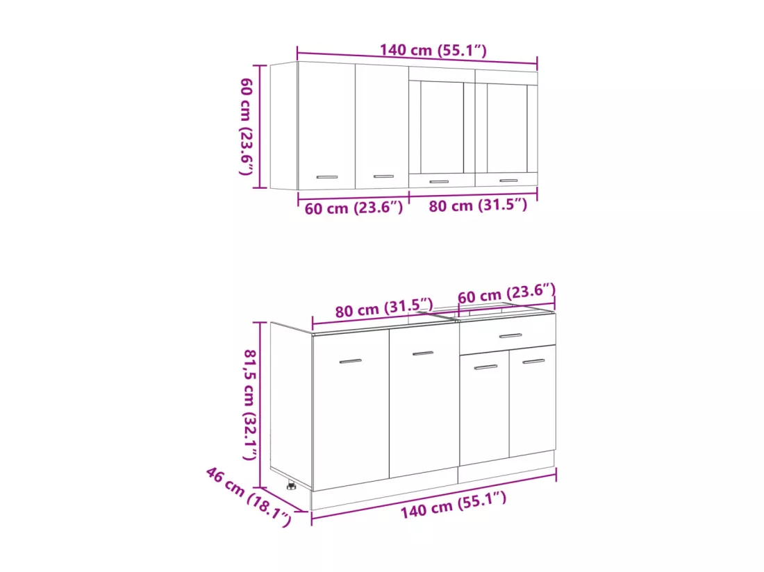 Ensemble d'armoires de cuisine 4 pcs chêne sonoma