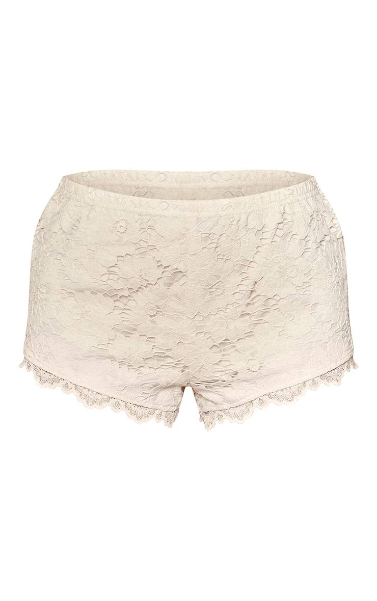 Chocolat Short Hot Pants En Dentelle Doublé Crème