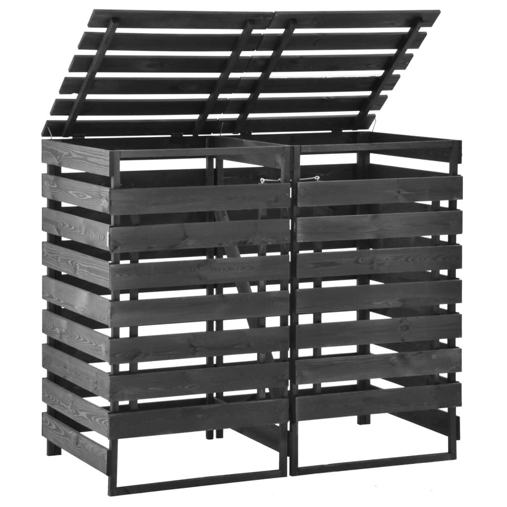 vidaXL Afvalcontainer voor 2 Afvalbakken 140x75x121 cm Geverfd Dennenhout