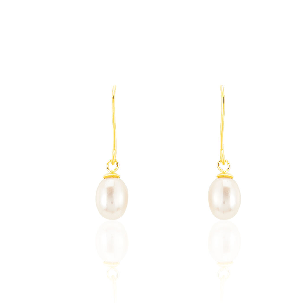 Boucles D'oreilles Pendantes Baroque Or Jaune Perle De Culture