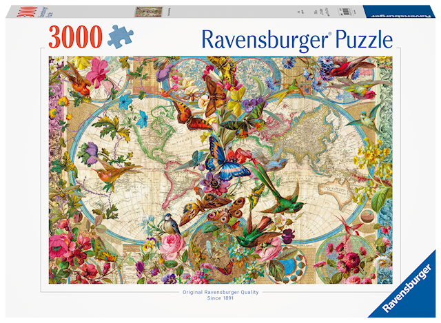 Flora & Fauna Verdenskart Puslespill 3000 brikker Ravensburger