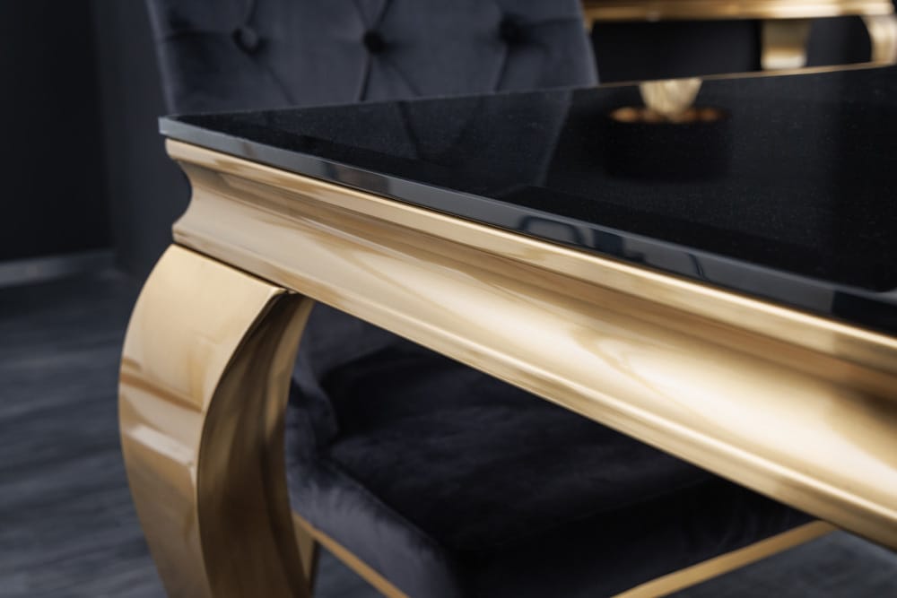 riess-ambiente Esstisch MODERN BAROCK - 180cm schwarz gold Edelstahl Opalglas Tischplatte