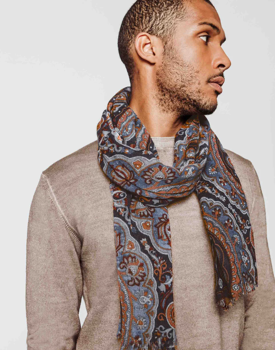 Écharpe laine motif cachemire