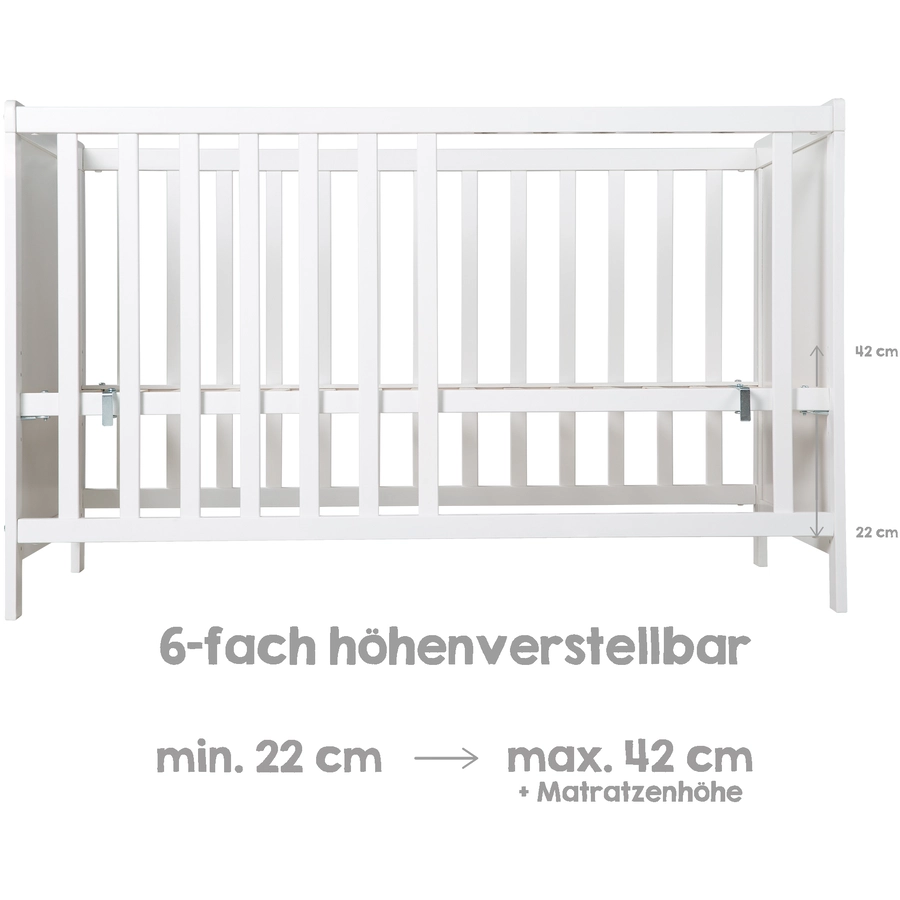 roba Beistellbett weiß 60 x 120 cm mit Matratze