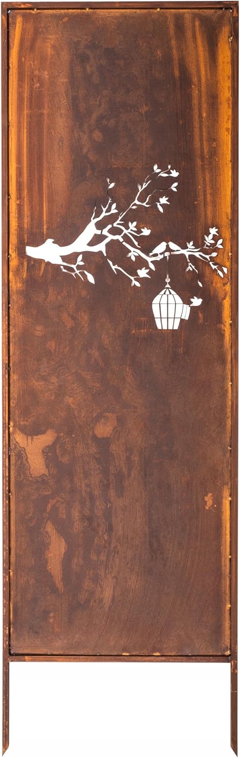 Kapaga - Sichtschutz Metall 2x - 160 cm x 50 cm - Edelrost - Rostoptik Sichtschutz für Garten - Sichtschutzelement - Sichtschutzwand - Gartendekoration Zaun - Rost (Vogel)