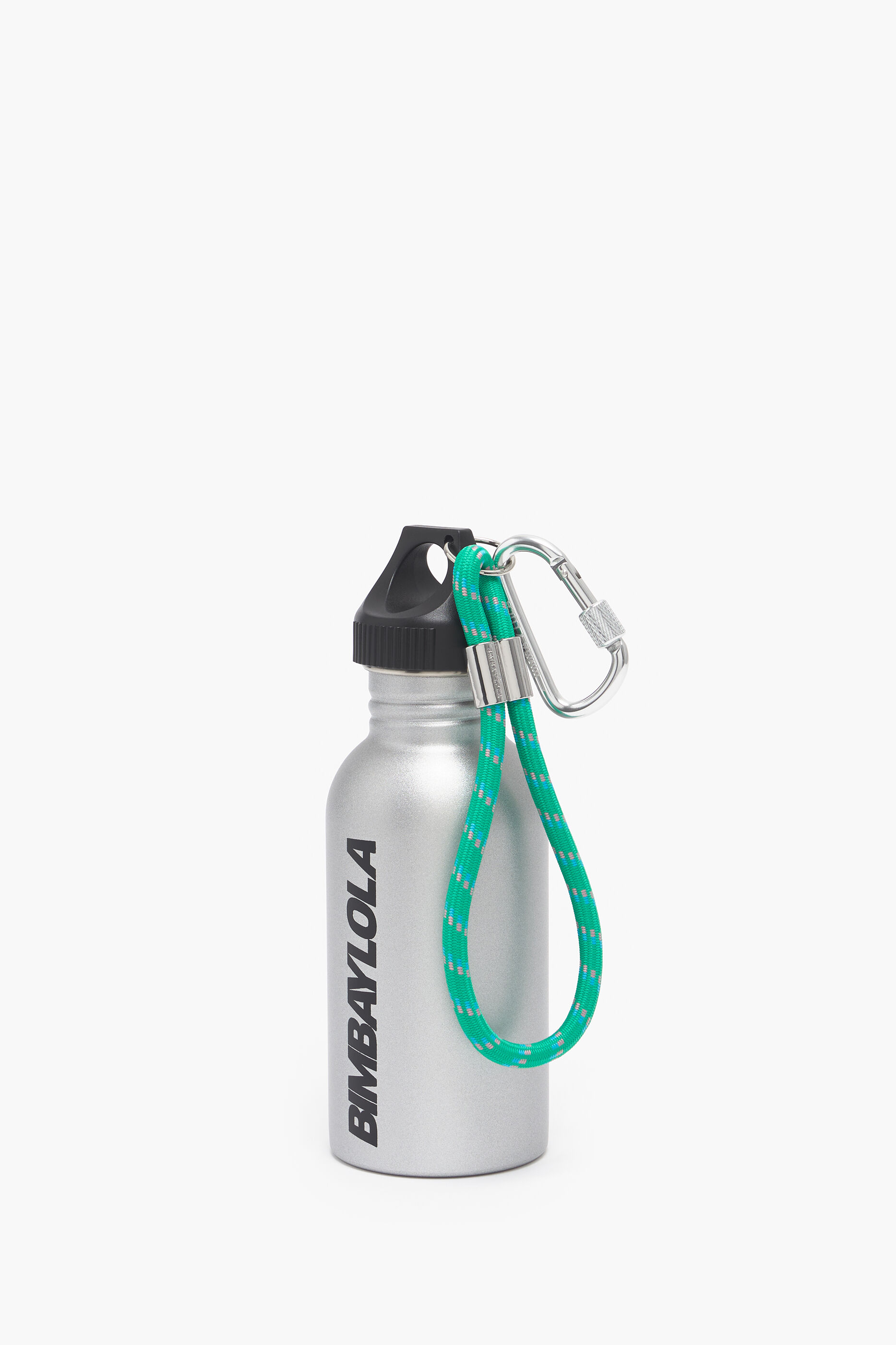 Garrafa de aço inoxidável com logotipo prateado