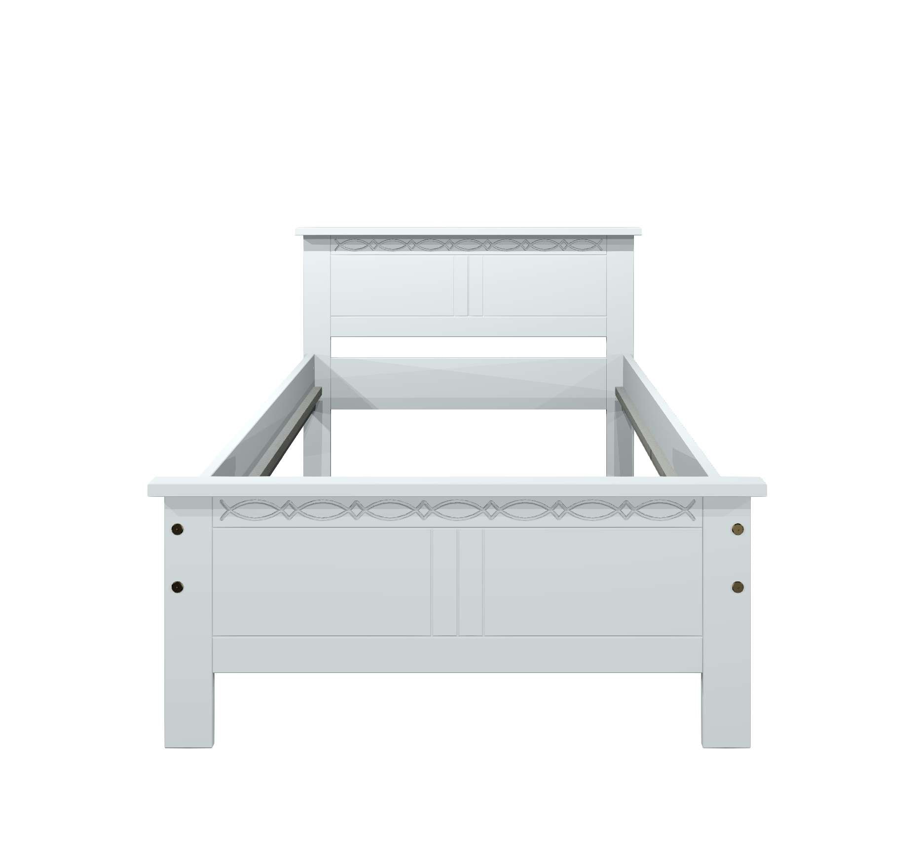 Home affaire Massivholzbett »Indra, TOPSELLER, Landhausstil, edles Design,zertifiziertes Massivholz« Breite/Belastbarkeit 180cm/220 KG, 140cm/180 KG, 90cm/120 KG,  mit dekorativen Fräsungen, in 2 Breiten und Farben